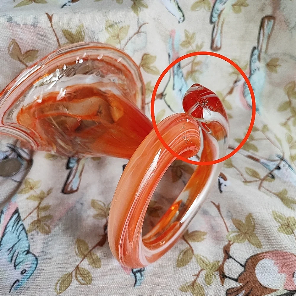 Jack In The Pulpit Blown Glass Swirled Orange Vintage Flower Vase Pontil Mark